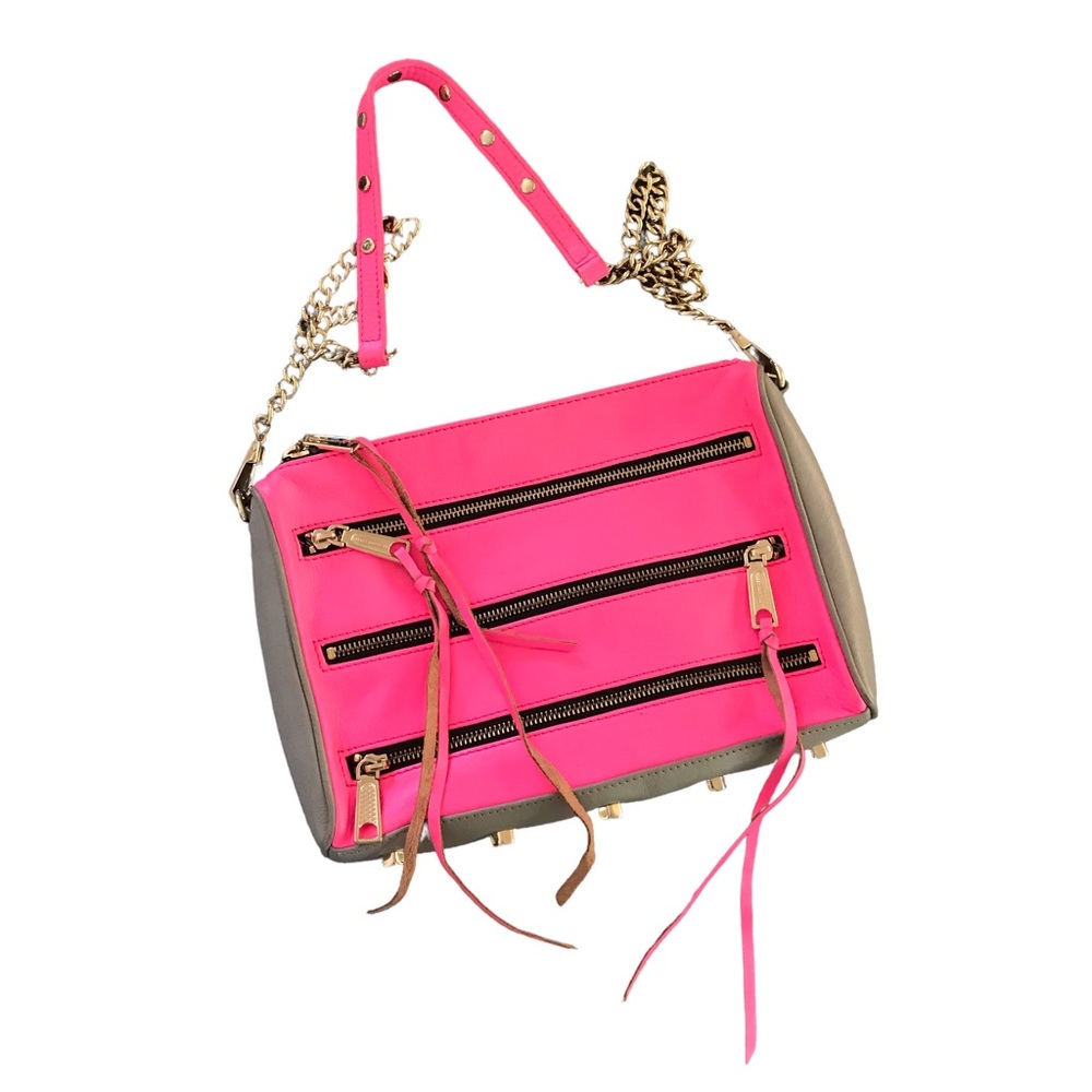 🆕 Rebecca Minkoff Neon Pink Zipper Cross body purse